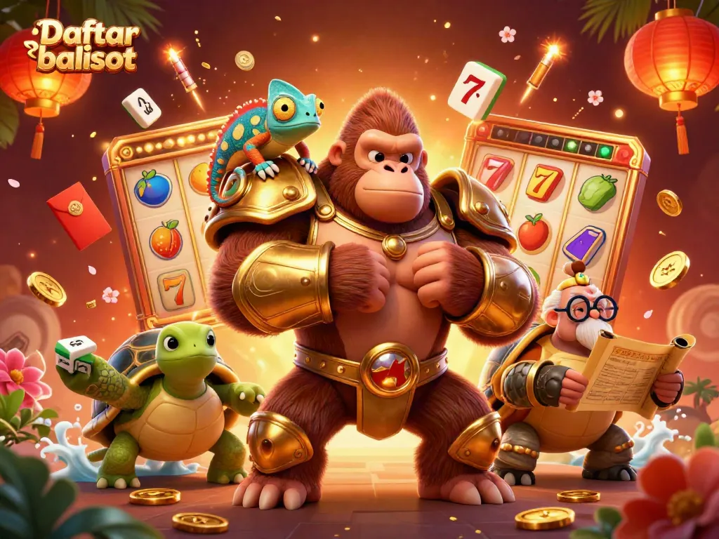 Experience the excitement of Daftar balisot with stunning 3D artwork showcasing dynamic casino elements.