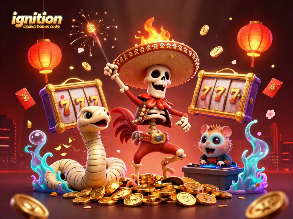 Experience the excitement of the ignition casino bonus code with a vibrant 3D scene of winning moments.