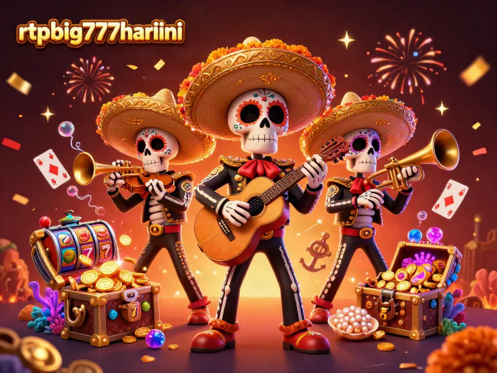 Experience the vibrant excitement of rtpbig777hariini with mariachi characters and slot game elements.