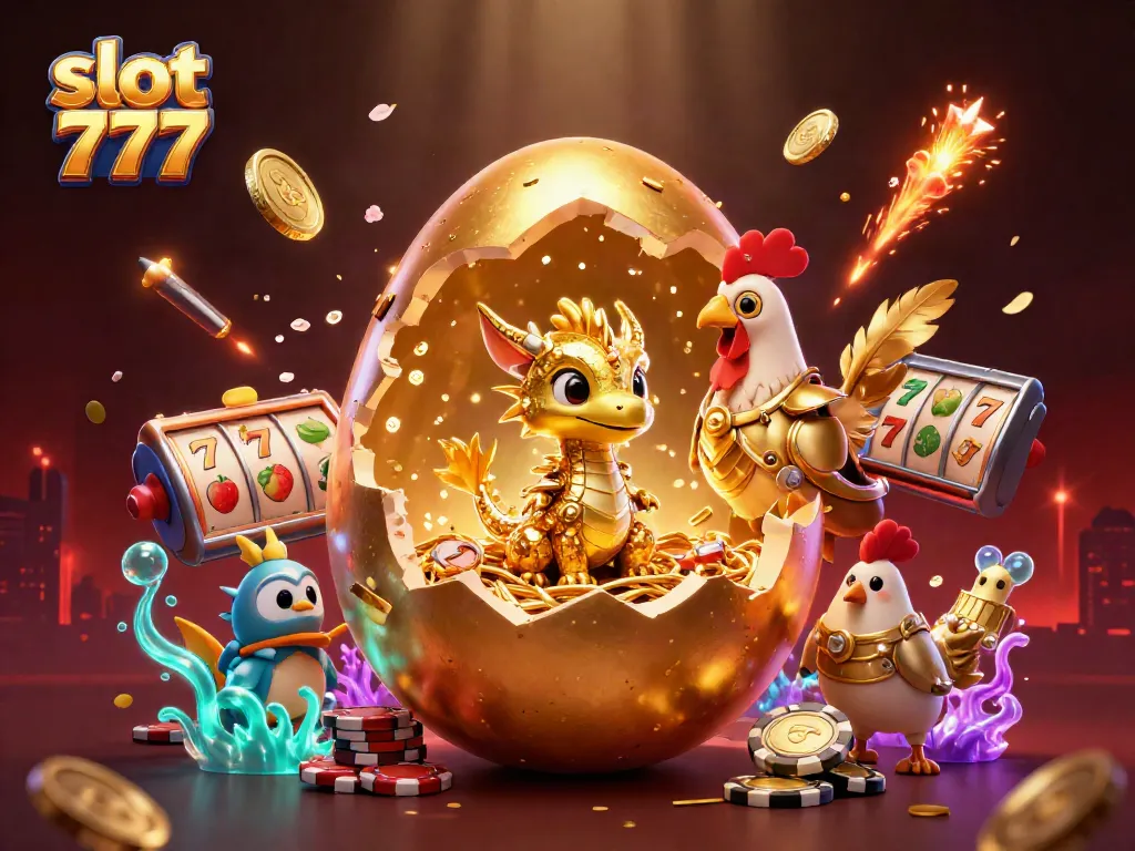 Permainan slot 777 menarik dengan naga emas, karakter keren, dan efek visual yang melimpah.