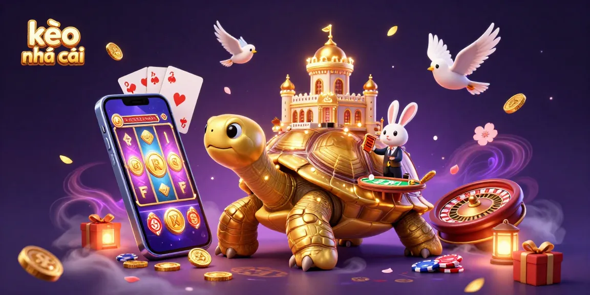 Experience the thrill of kèo nhà cái in this vibrant 3D illustration with dynamic casino elements.