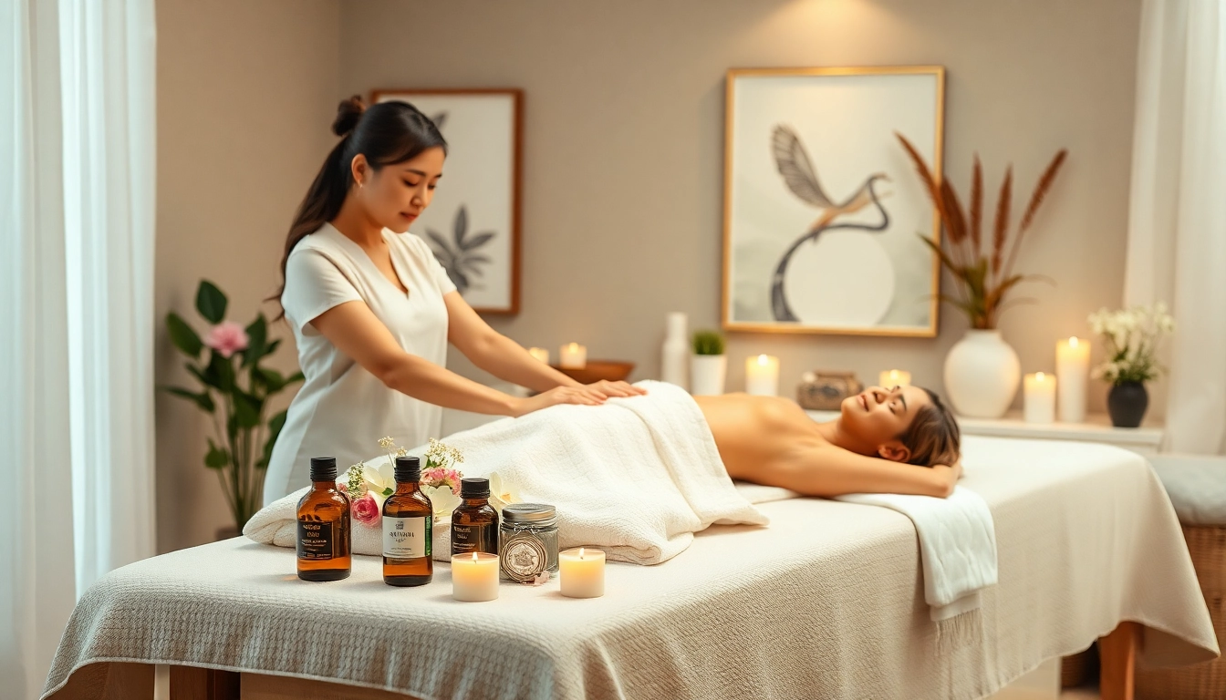 Relaxing 동탄출장마사지 environment with a young therapist providing a soothing massage.