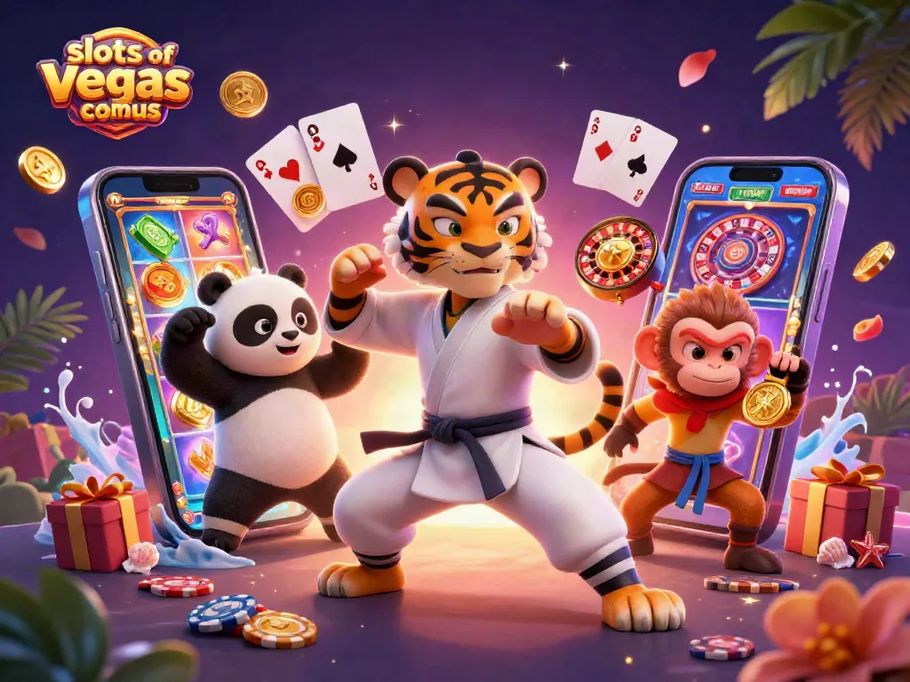 Experience winning with Slots of Vegas bonus codes in a vibrant casino scene with fun characters.