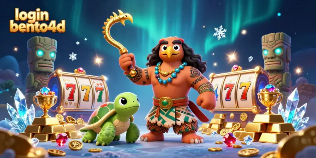 Experience seamless gaming with login bento4d in a vibrant 3D casino scene filled with treasures.