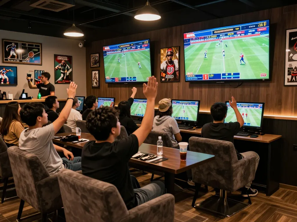 Exciting scene of sports betting at KP88, showcasing viewers actively placing bets and celebrating wins.