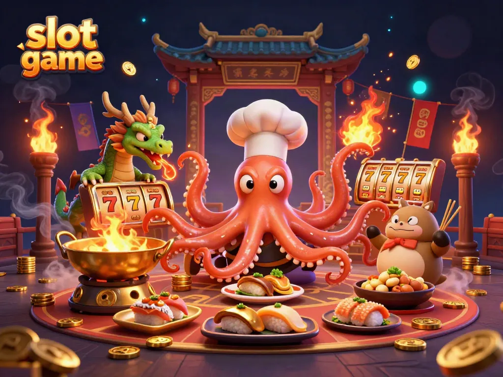 Engage in thrilling slot games with vibrant 3D characters and casino-themed visuals.