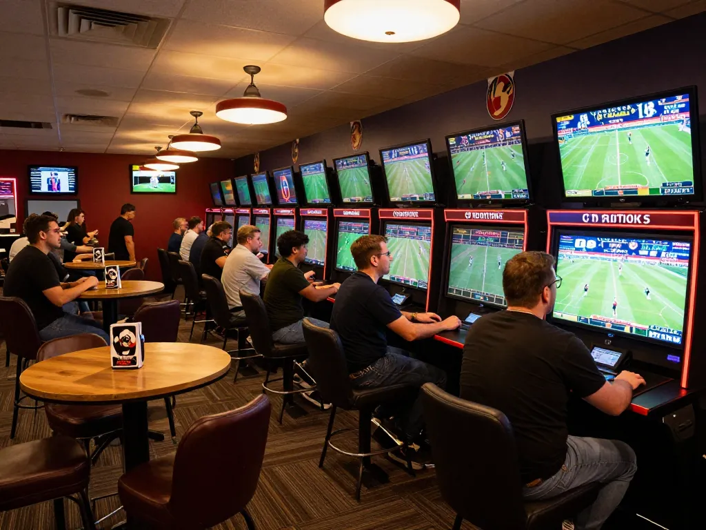 Betting excitement at Keonhacai5 sports lounge with fans placing wagers on live games.