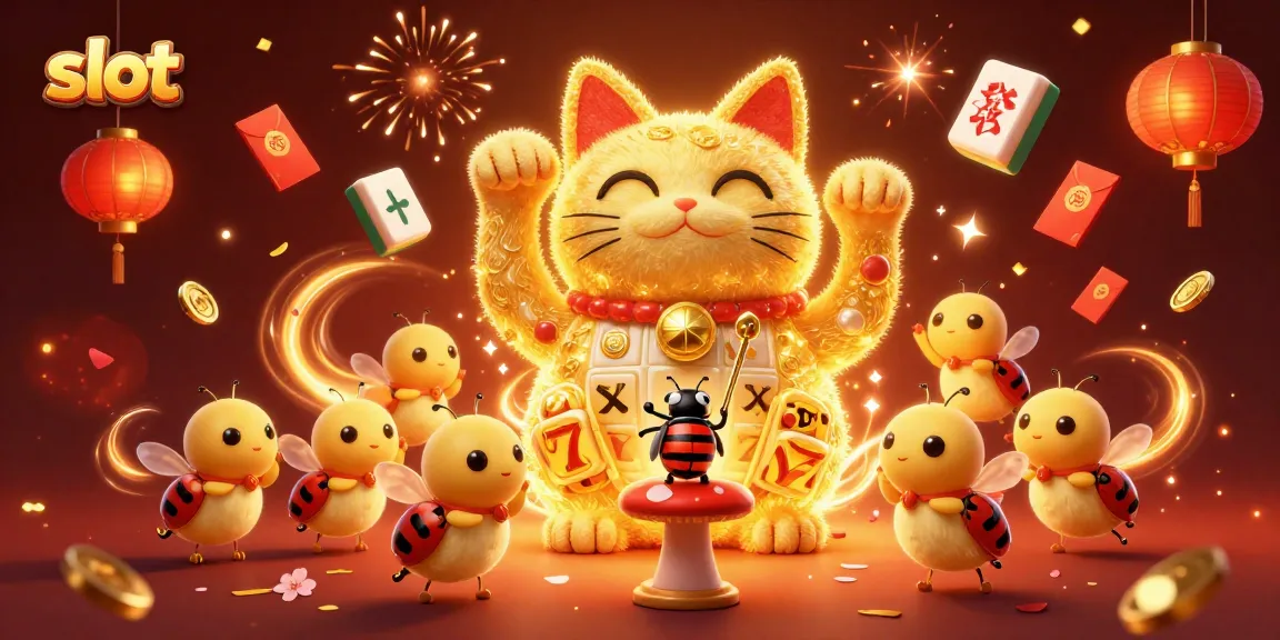 Mainkan slot dengan simbol keberuntungan yang dikelilingi oleh lampion dan koin berkilau di kasino online.