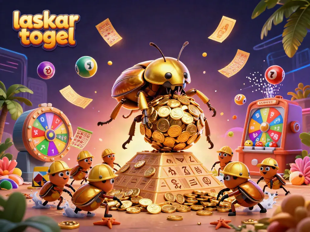 Experience the thrill of laskar togel with dynamic characters and vibrant casino elements in this 3D illustration.