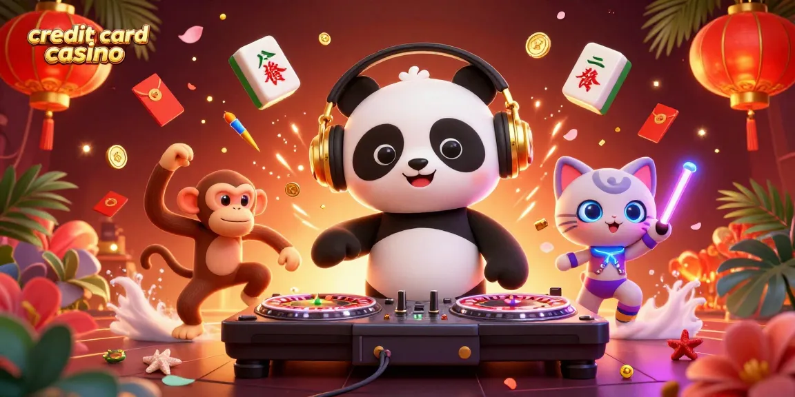 Experience the excitement of a credit card casino with lively characters and vibrant gaming elements.