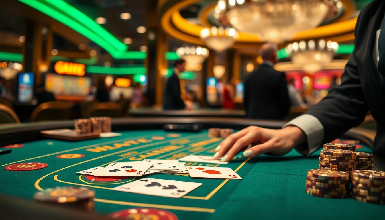 Experience the excitement of a Blackjack Casino with vibrant gaming elements and a luxurious atmosphere.