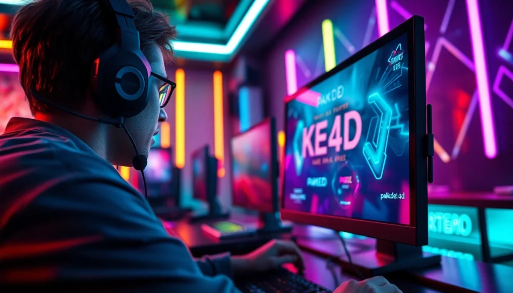 Berpartisipasi dalam PAKDE4D game dengan pemain yang terfokus di ruang gaming modern.
