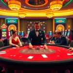 A thrilling baccarat game at a luxury casino featuring Kaptenjackpot elements like poker chips and slot machines.