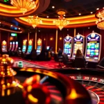 SODO66 online gambling interface showcasing poker chips and slot machines in a luxurious casino setting.