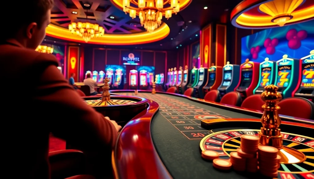 Experience thrilling gambling action at https://789f.living/ with vibrant casino tables and slot machines.
