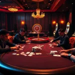 Experience the excitement of high-stakes poker action at hay88 casino with vibrant chips and cards.