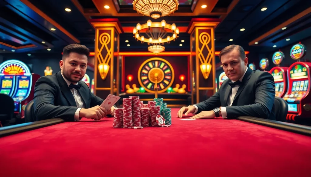 Experience the thrill of high-stakes poker at https://king33.io/ with colorful chips and professional players.