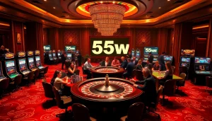 Experience the excitement of 555 win with vibrant casino gaming and celebrating players.
