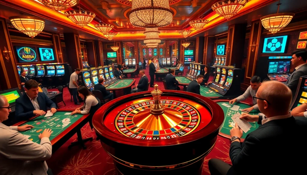 Players celebrate their wins while engaging at the vibrant gambling hall of https://kkwin.co.com/.