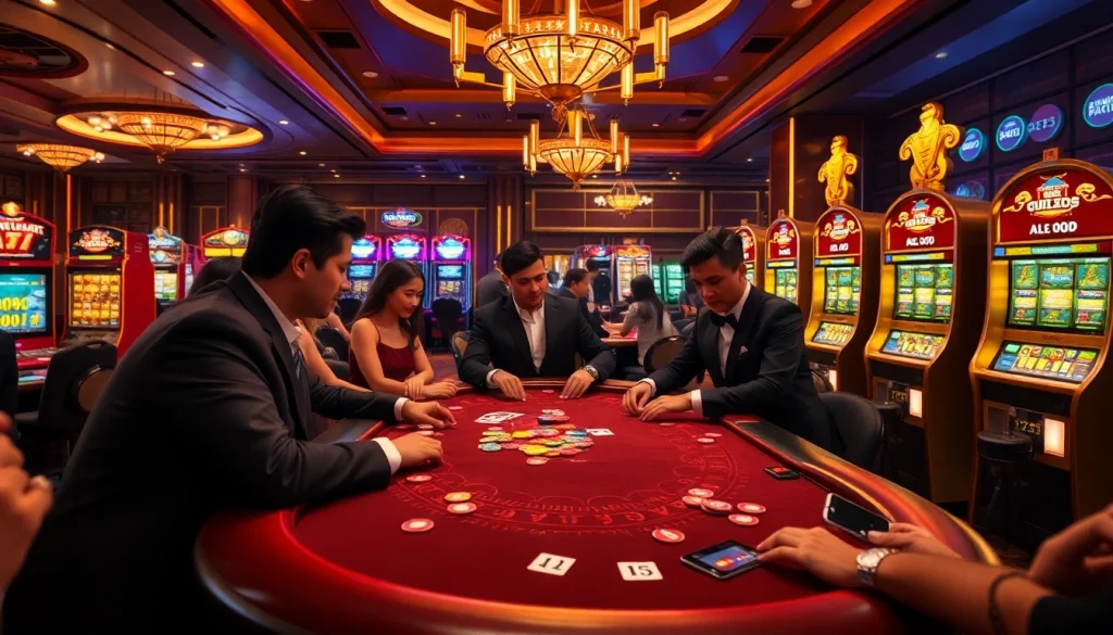 Experience winning at https://11win.vc/ with a vibrant casino scene featuring poker tables and slot machines.