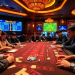Tài Xỉu Online players immersed in a thrilling casino game with colorful betting chips and dice.