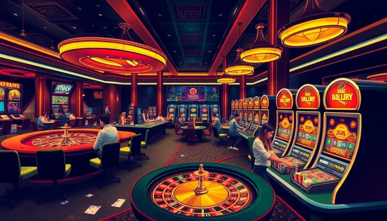 High-stakes action featuring 222bd one with casino tables, chips, and a vibrant roulette wheel