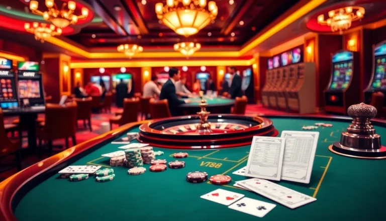 Experience the excitement of VT88 with players engaging at a luxurious casino table.