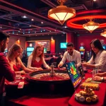 Experience the thrill of gambling with nhà cái dr88, showcasing an exciting online casino atmosphere filled with vibrant game tables and engaged players.