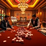 Experience the excitement of 789WIN's luxurious casino gaming atmosphere with vibrant poker tables and slot machines.