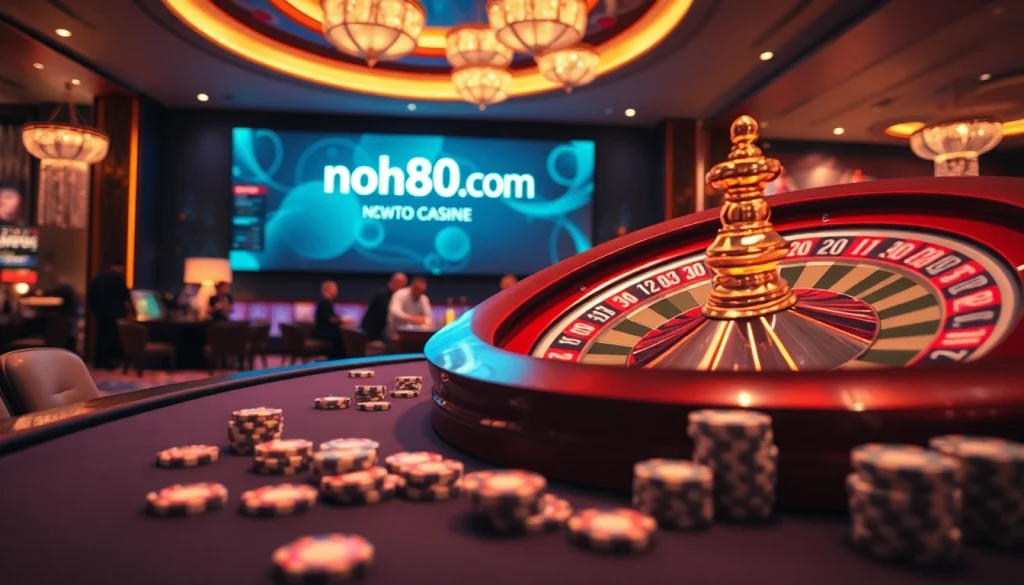 Experience the thrill of nohu90 com with vibrant casino games, roulette wheel, and poker action.