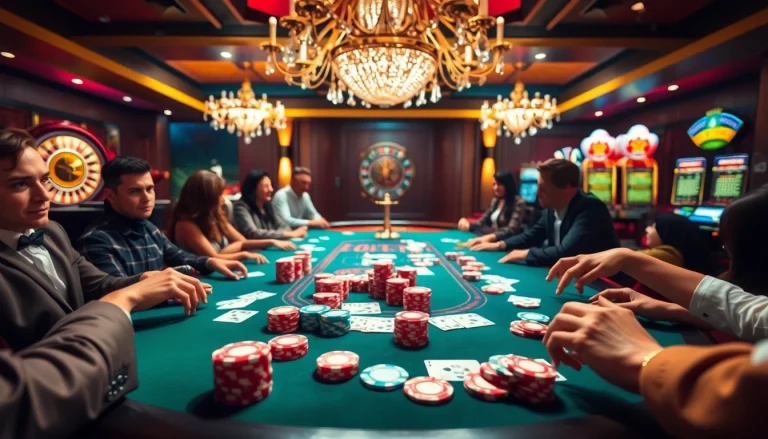 Engaging poker scene at 5Z7779 com with vibrant chips and exciting gameplay.