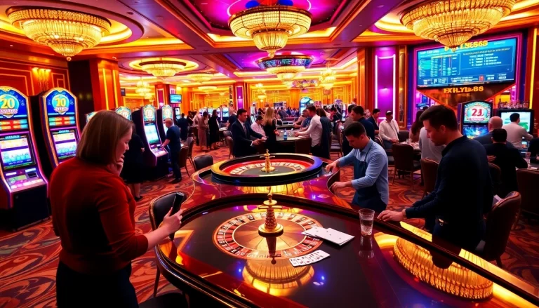 Experience the thrill of casino games with FLY88, featuring vibrant slot machines and engaging players.