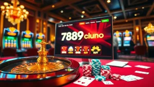 Experience the thrill of 789club with a vibrant casino scene featuring roulette and poker chips.
