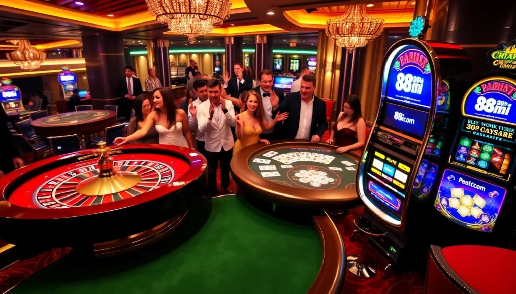 Experience winning moments at 88i com with vibrant casino games and lively gamblers celebrating success.