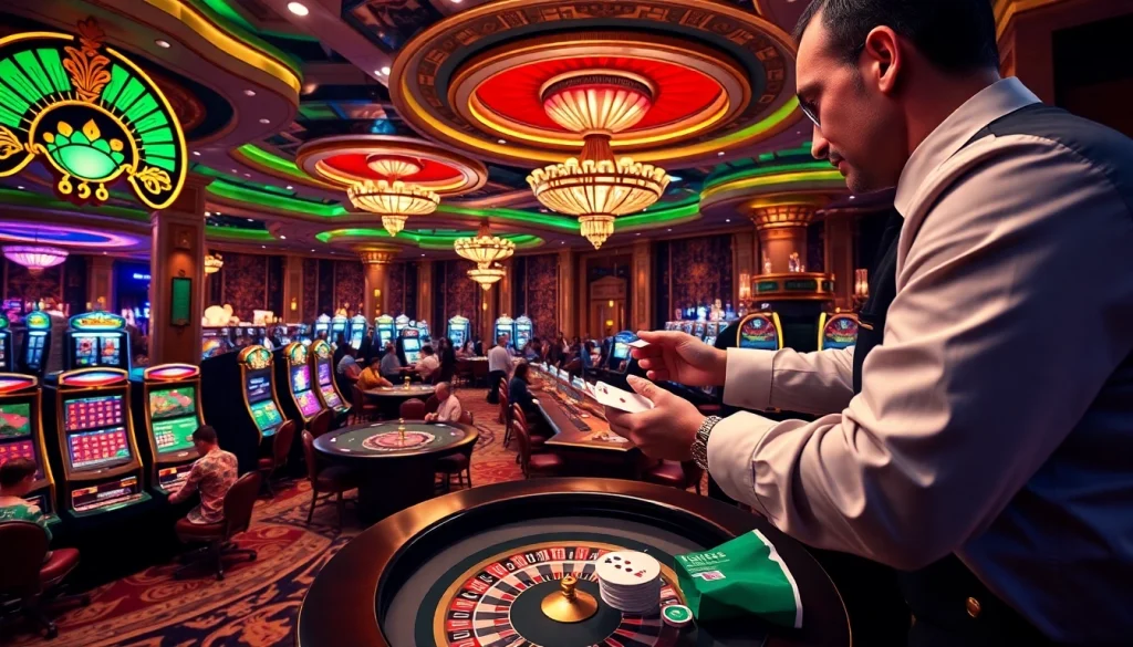 Experience the thrill of gaming at https://thabet.vegas/ with an elegant casino atmosphere showcasing professional dealers and vibrant slots.