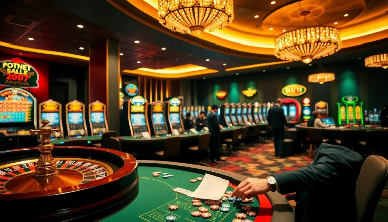 Experience the thrill of gojekpot as players engage with colorful slot machines and roulette wheels.