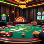 Experience high-stakes poker action at haywin casino, with vibrant chips, cards, and a roulette wheel.
