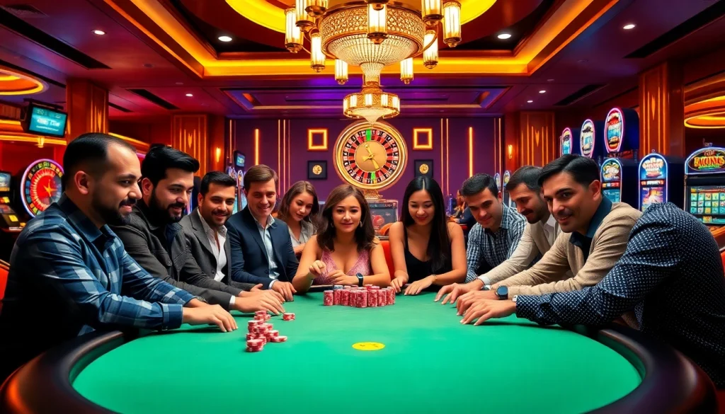 Players enjoying poker and gaming excitement at king88 dang nhap casino.