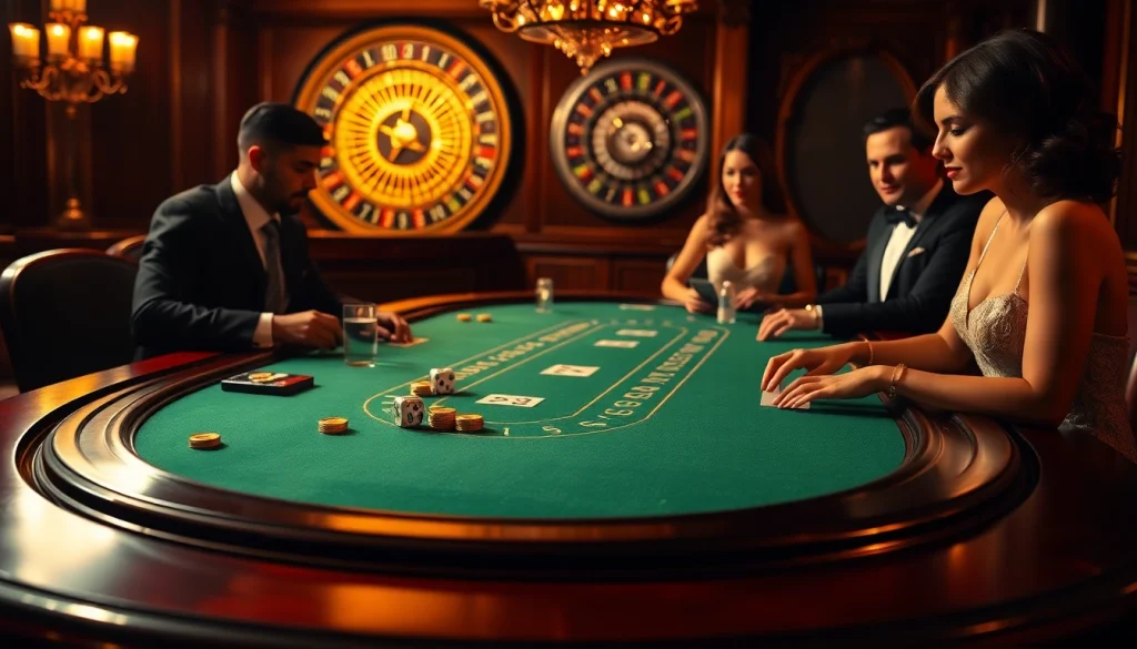Players enjoying an exciting game of blackjack at the luxurious 24kclub casino.