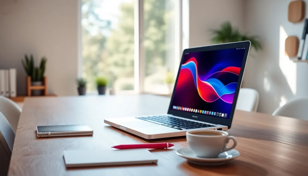 Usando el MacBook Air 13 pulgadas en un elegante escritorio moderno con luz natural.