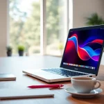 Usando el MacBook Air 13 pulgadas en un elegante escritorio moderno con luz natural.