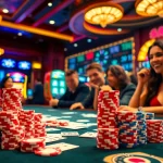 Experience the thrill of winning at rajatoto88 with a vibrant casino scene, showcasing intense gameplay and luxury.