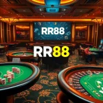 Experience thrilling gameplay at RR88's vibrant casino tables with luxurious details.