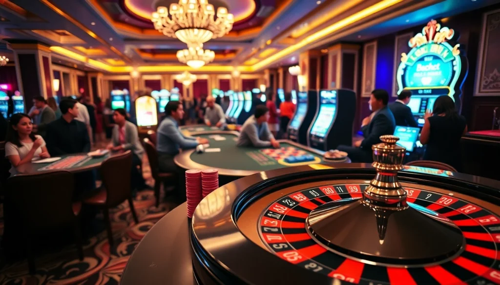 Experience the excitement of gambling with Luckywin at a luxurious casino table.