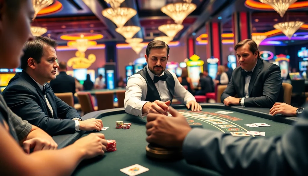 에볼루션 바카라에서 즐기고 있는 플레이어들과 역동적인 딜러의 모습