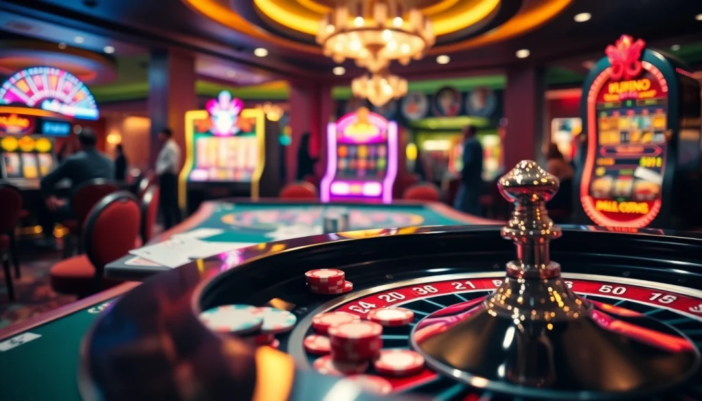 kuwin casino scene featuring vibrant roulette table and excited players
