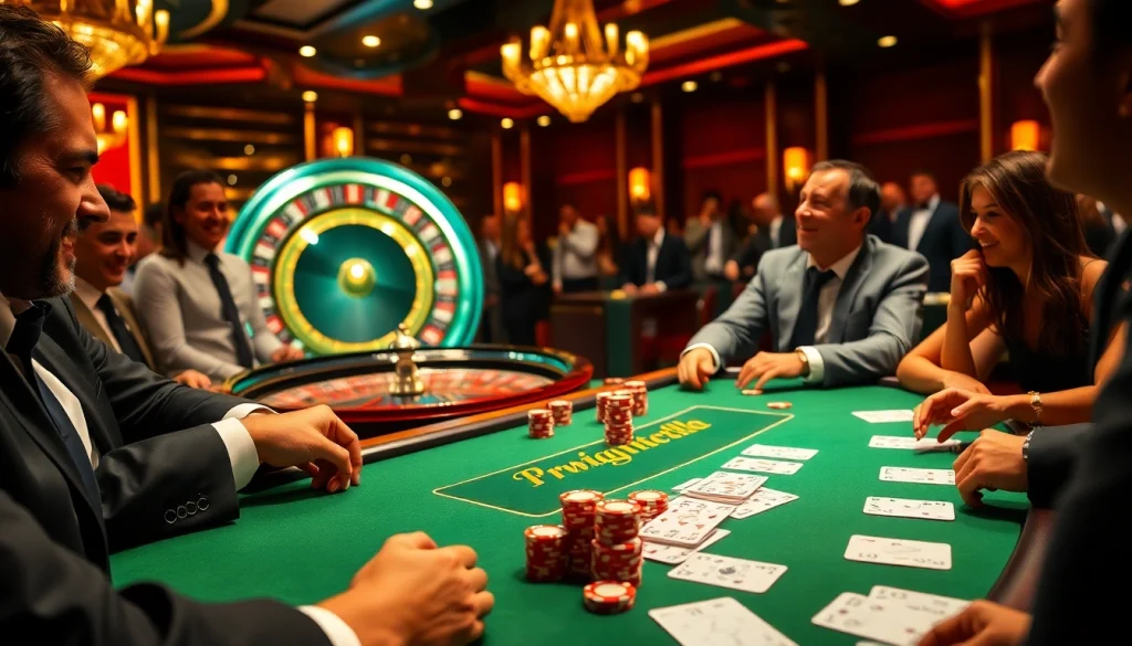 Experience the thrill of a u888 poker game with players at an elegant casino table.