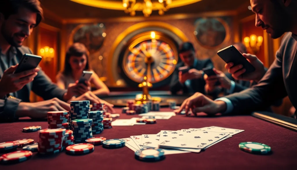 Players engaging in ClubGG real money poker with vibrant chips and cards on a luxurious table.