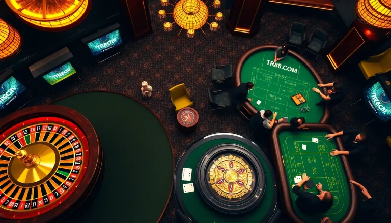 Experience the excitement of casino gaming at TR88.COM with players enjoying high-stakes poker.