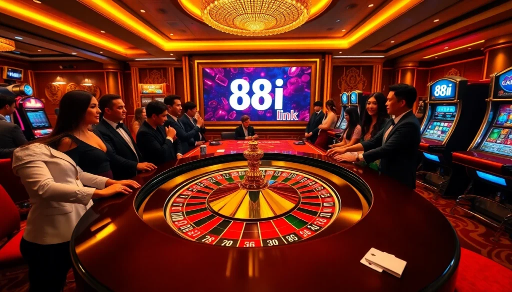 Players enjoying games at the luxurious casino featuring link 88i prominently displayed.